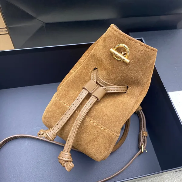 Saint Laurent Jamie Mini Shoulder Pouch — Tan Brown Suede product view 3