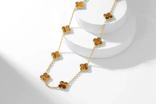 Van Cleef & Arpels Alhambra Brown Ten-Motif Gold-Tone Necklace product view 5