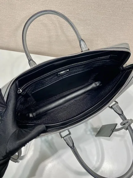 Prada Briefcase in Grey Saffiano Leather product view 6