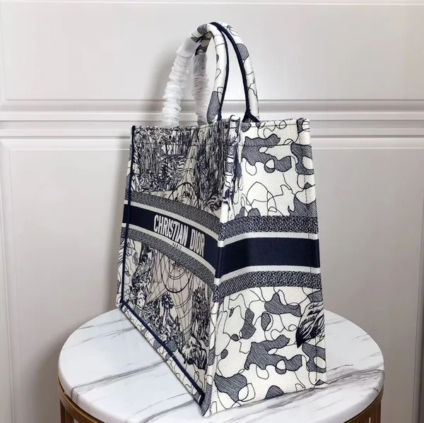 Dior Large Book Tote Bag In Around The World Embroidered Canvas product view 2
