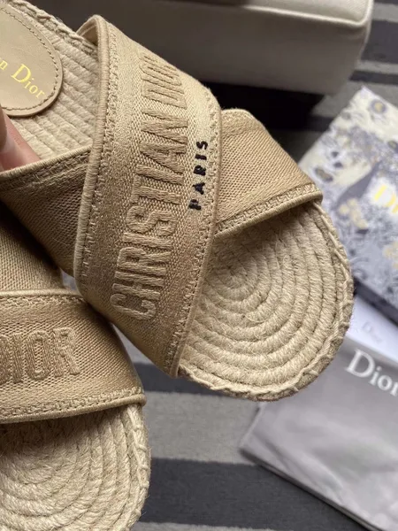Dior Granville Espadrilles Sandals In Beige Embroidered Cotton product view 6