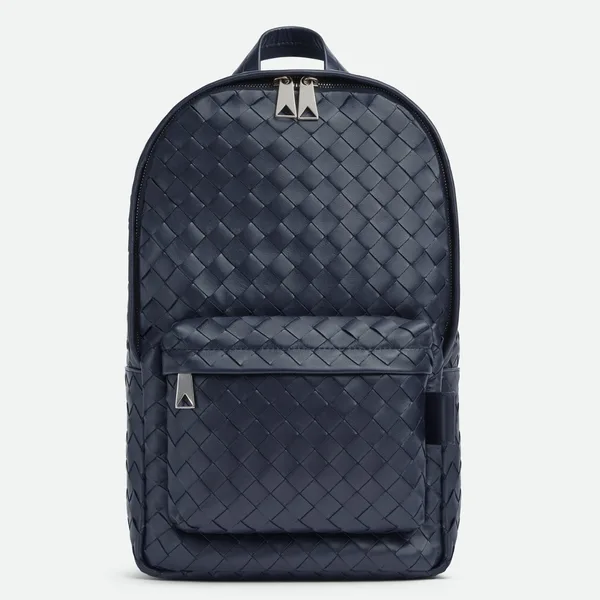 Bottega Veneta Small Backpack In Dark Blue Intrecciato Calfskin product photo
