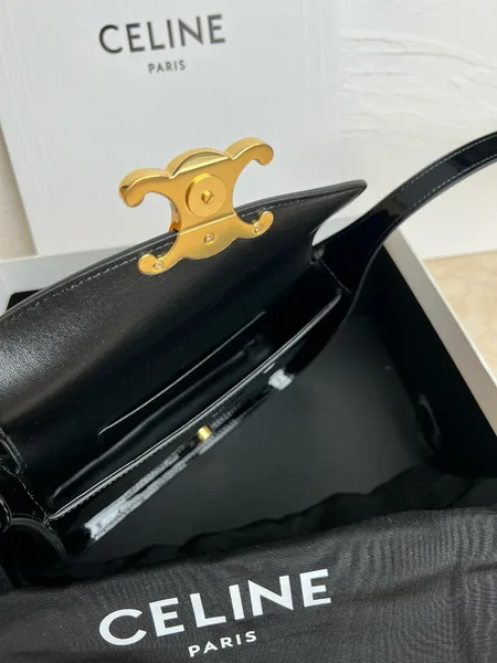 Celine Terence Shoulder Bag in Black Patent Calfskin product view 4