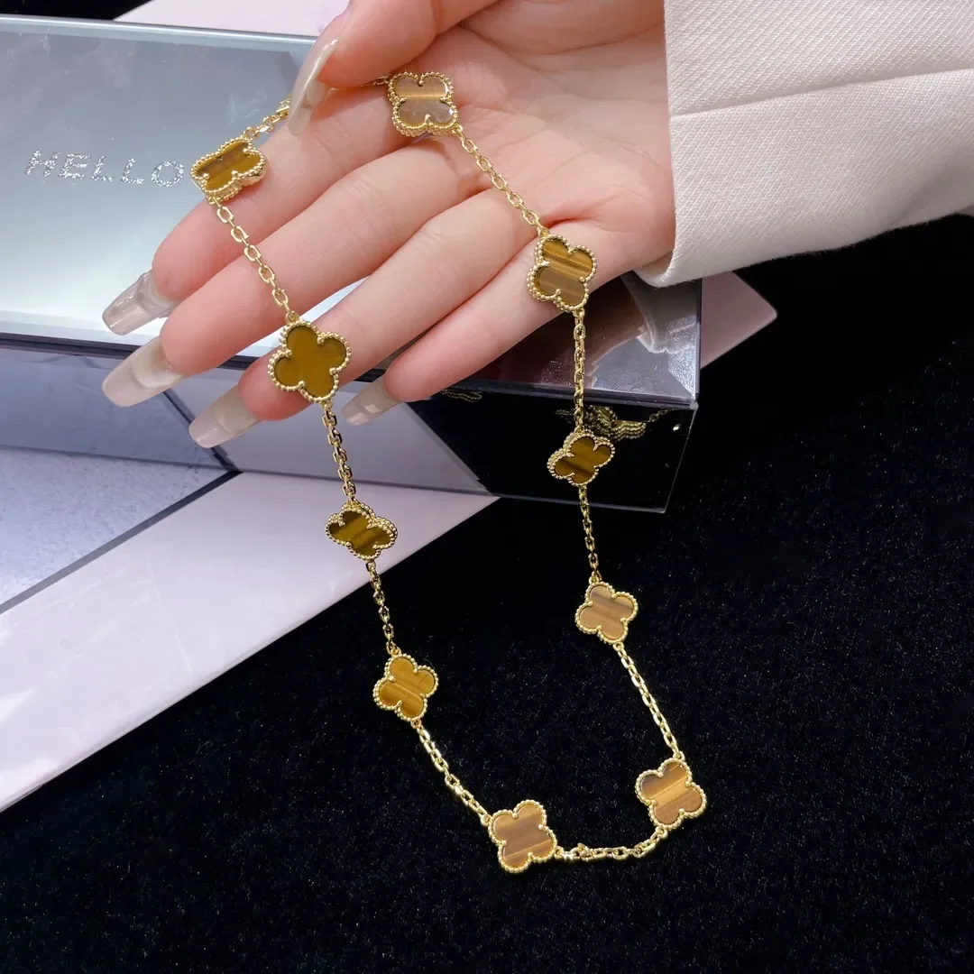 Van Cleef & Arpels Alhambra Brown Ten-Motif Gold-Tone Necklace product view 2