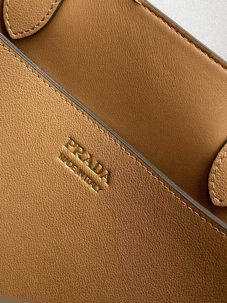 Prada Buckle Large Handbag with Belt in Caramel Calfskin product view 8