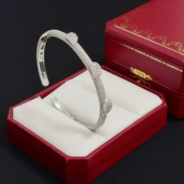 Cartier Silver-Tone Open Cuff with Pave-Effect Head product view 5