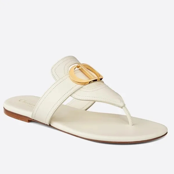 Dior 30 Montaigne Thong Flats In White Calfskin product photo