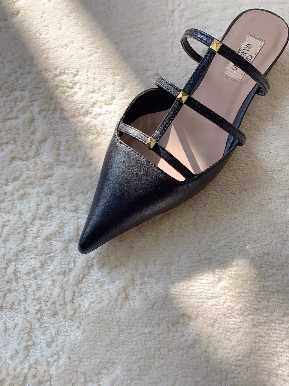 Valentino Rockstud Wispy Mules in Black Leather product view 5