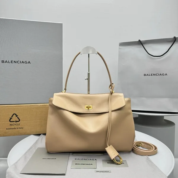 Balenciaga Rodeo Medium Bag in Latte Calfskin product view 9