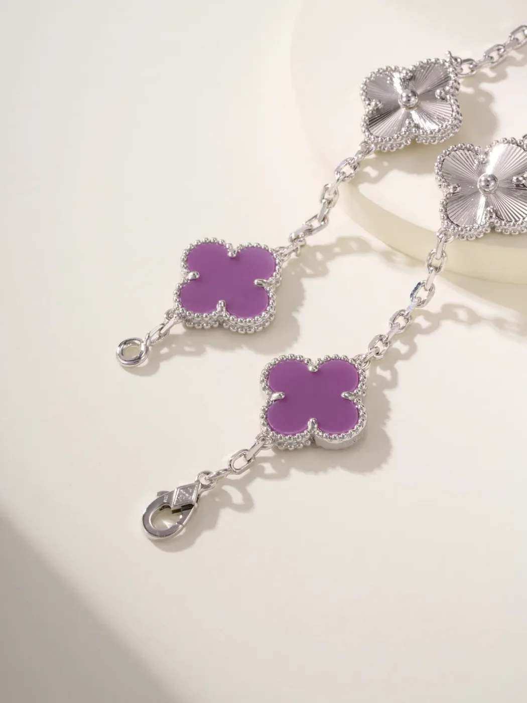 Van Cleef & Arpels Alhambra Purple Clover and Silver-Tone Knot Bracelet product view 4