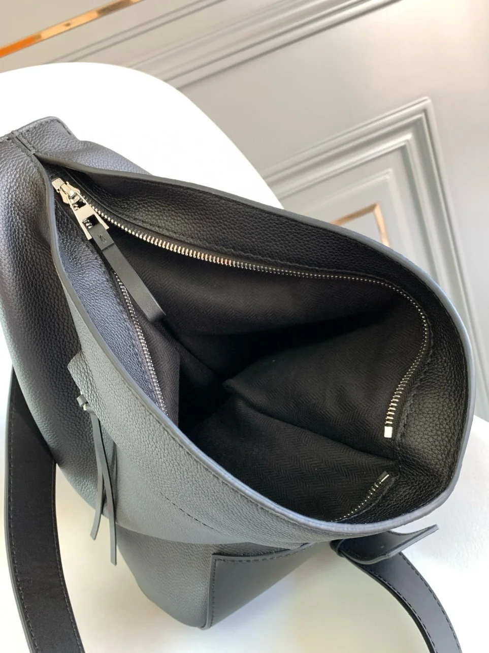 Loewe Anton Sling Bag in Black Grained Calfskin product view 8