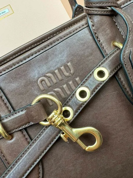 Miu Miu Aventure Large Tote Bag in Briarwood Nappa Leather product view 10