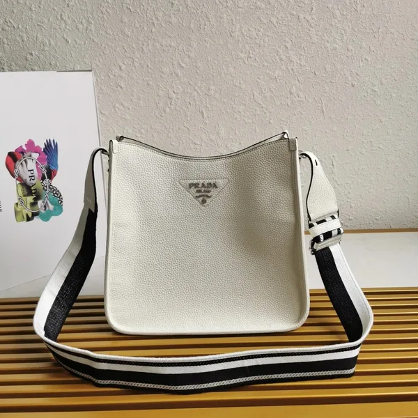 Prada Hobo Bag in White Grained Leather product view 2