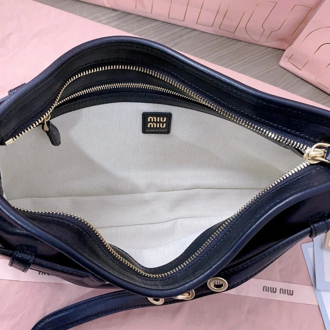 Miu Miu Aventure Small Shoulder Bag in Black Nappa Leather product view 7