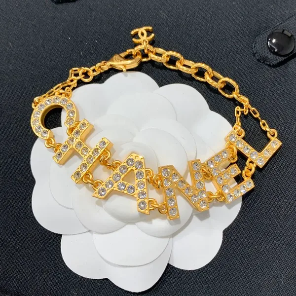 Chanel Letter Charm Chain Bracelet Gold-Tone product photo