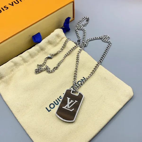 Louis Vuitton Reversible LV Tag Pendant Necklace Silver-Tone product view 9