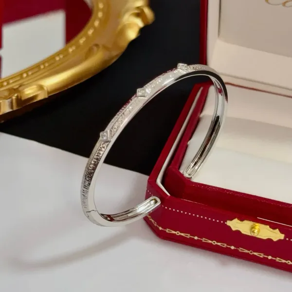 Cartier Silver-Tone Polished Open Cuff with Pave-Effect Ends product view 3