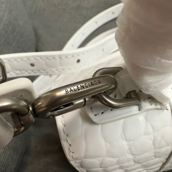 Balenciaga Hourglass XS Bag in White Croc-Embossed Calfskin product view 10