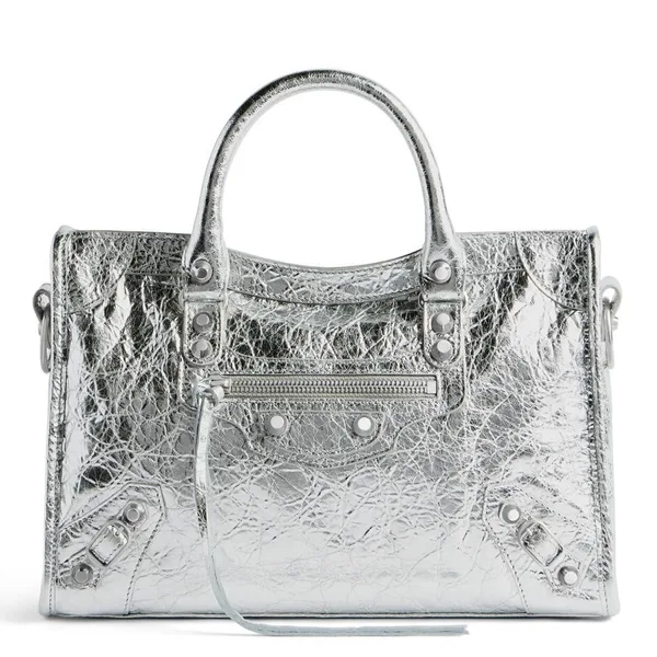Balenciaga Le City Small Bag in Silver Metallic Lambskin product photo