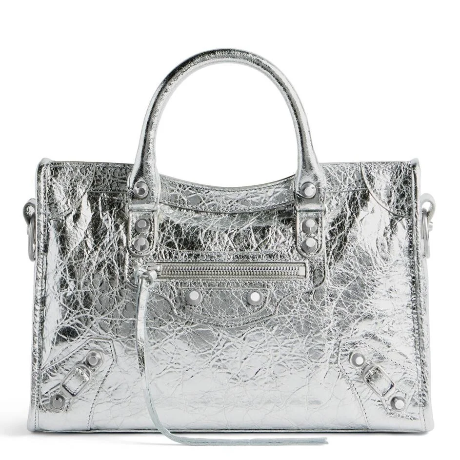 Balenciaga Le City Small Bag in Silver Metallic Lambskin product view 1