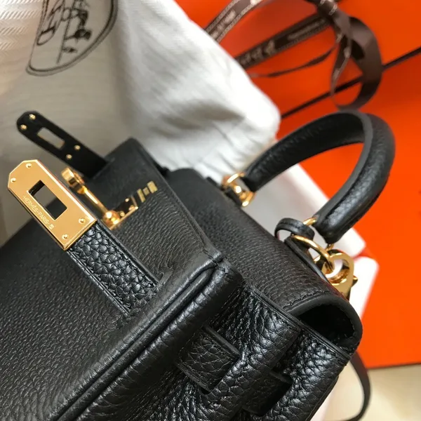 Hermes Kelly 20cm Bag In Black Clemence Leather GHW product view 8