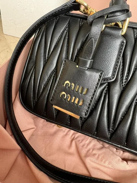 Miu Miu Arcadie Large Bag in Black Matelasse Leather product view 9