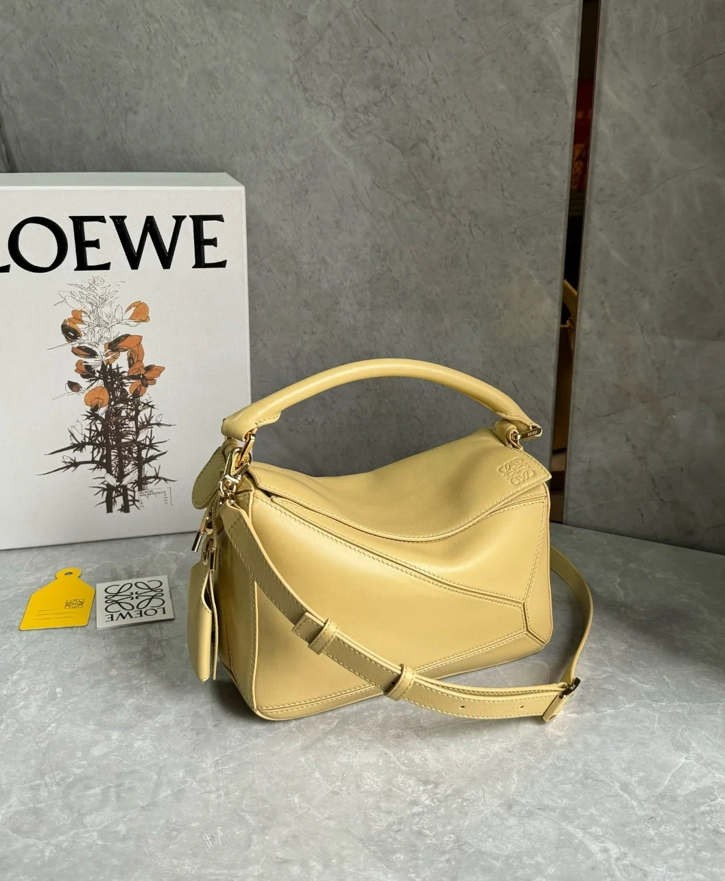 Loewe Featherlight Puzzle Small Bag in Dark Butter Nappa Lambskin product view 5
