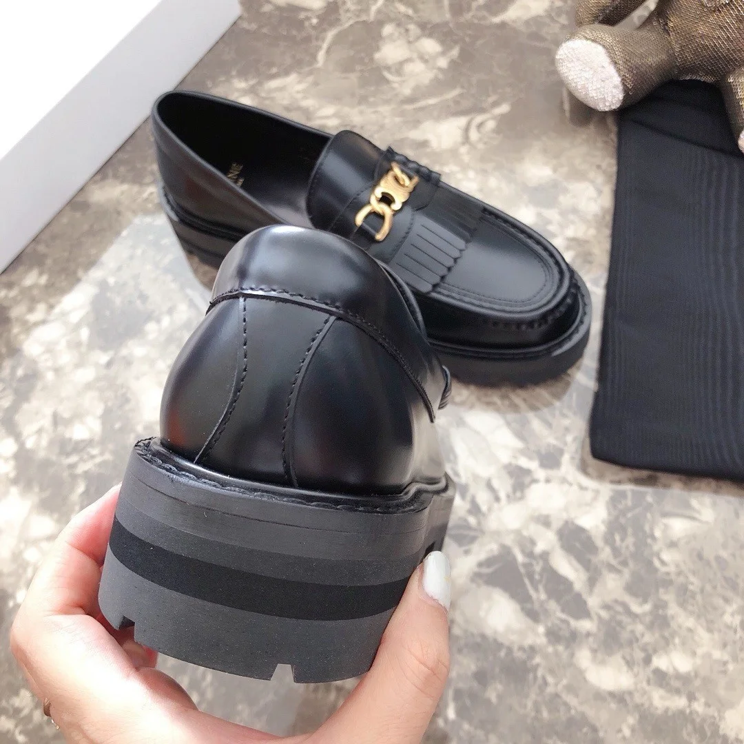 Celine Margaret Loafers in Black Leather with Triomphe Chain product view 3