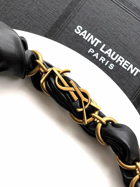 Saint Laurent Amalia Mini Hobo Bag in Black Lambskin product view 6