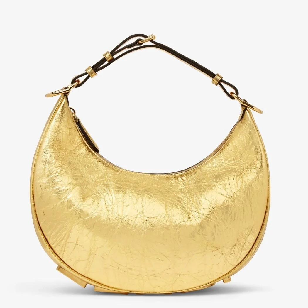 Fendi Fendigraphy Small Hobo Bag In Gold Metallic Leather product view 1