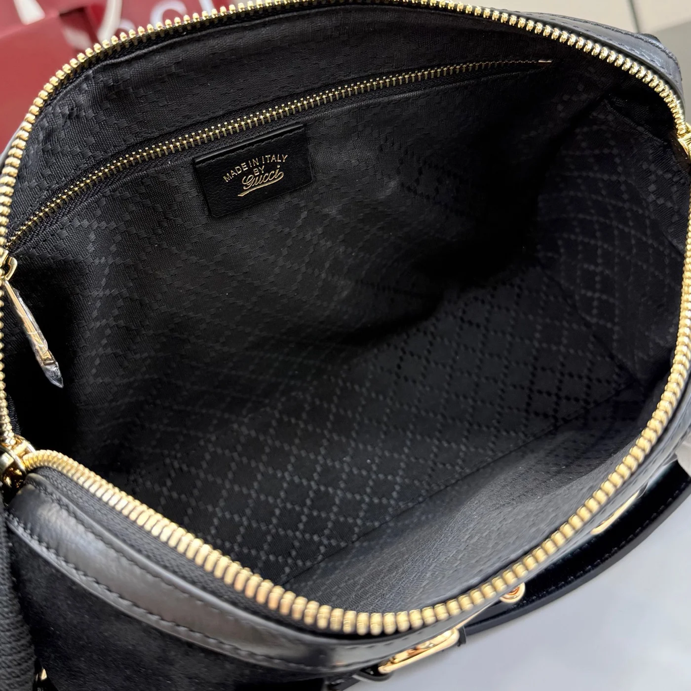 Gucci Borsetto Medium Boston Bag — Black Suede product view 8
