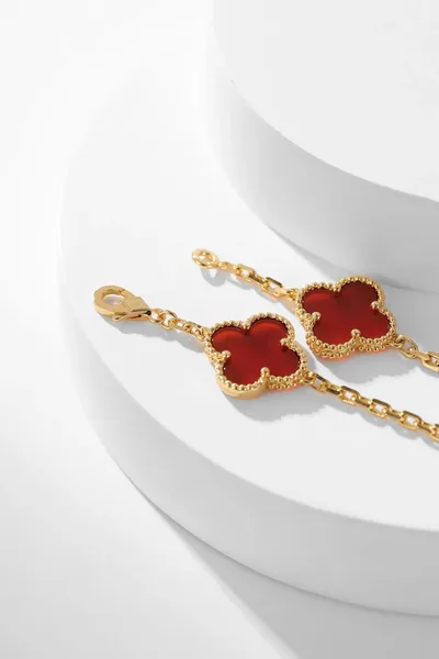 Van Cleef & Arpels Alhambra Red Ten-Motif Gold-Tone Necklace product view 3