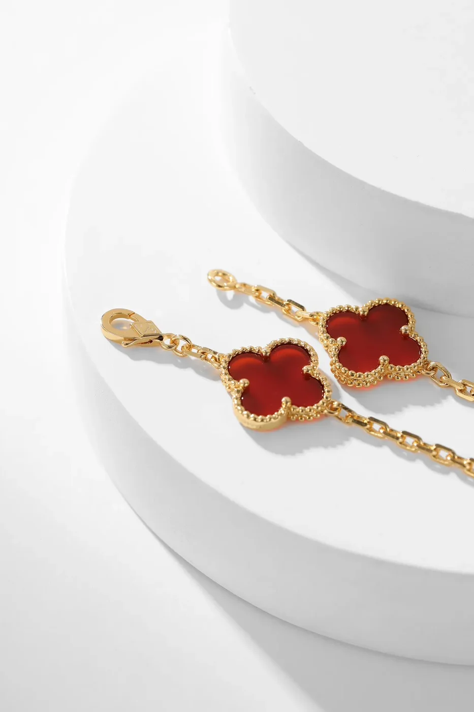 Van Cleef & Arpels Alhambra Red Ten-Motif Gold-Tone Necklace product view 3