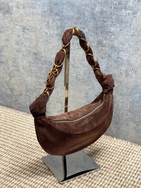 Saint Laurent Amalia Mini Hobo Bag — Dark Brown Suede product view 2