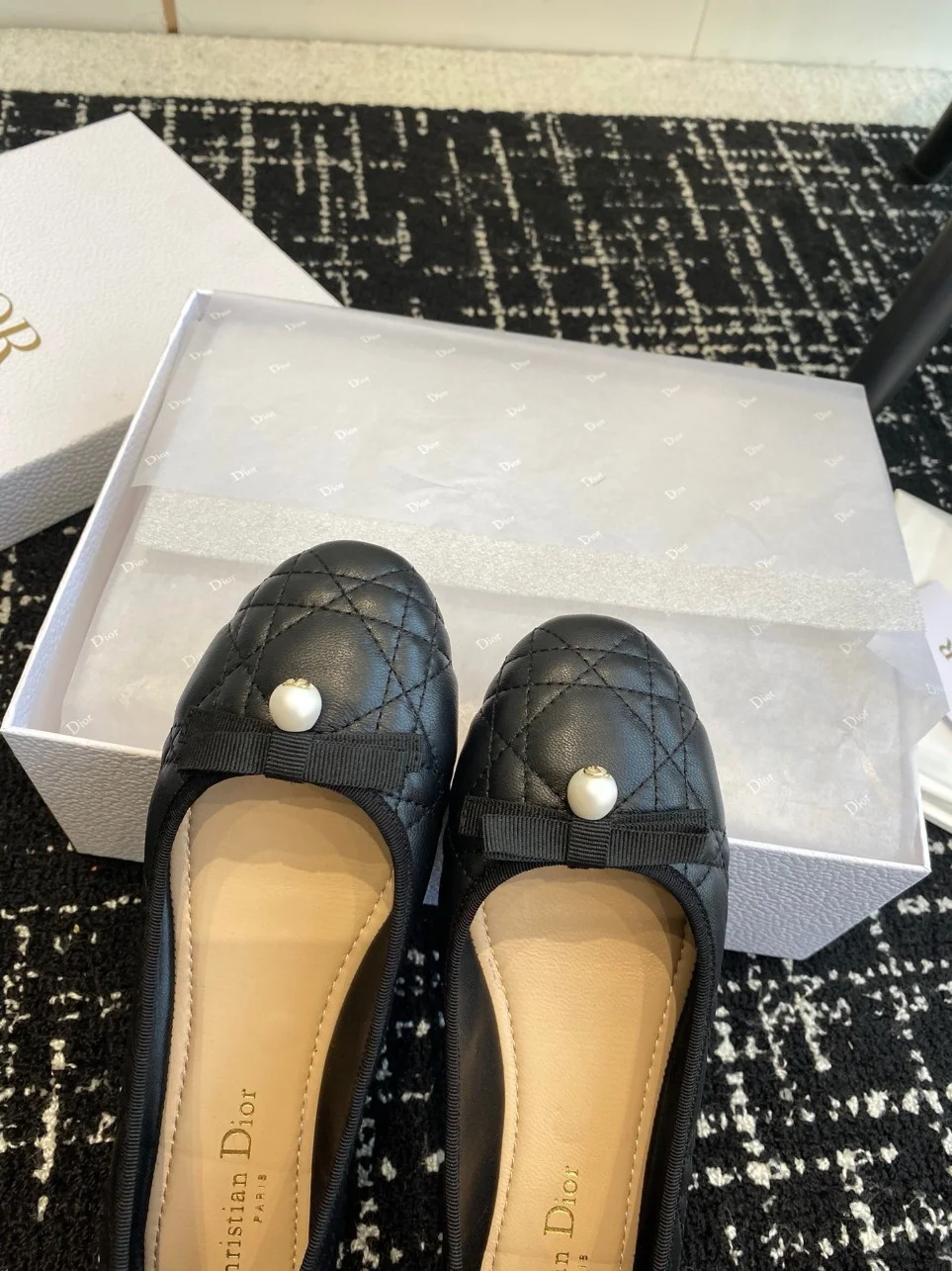 Dior Ballerina Flats in Black Quilted Cannage Calfskin product view 5
