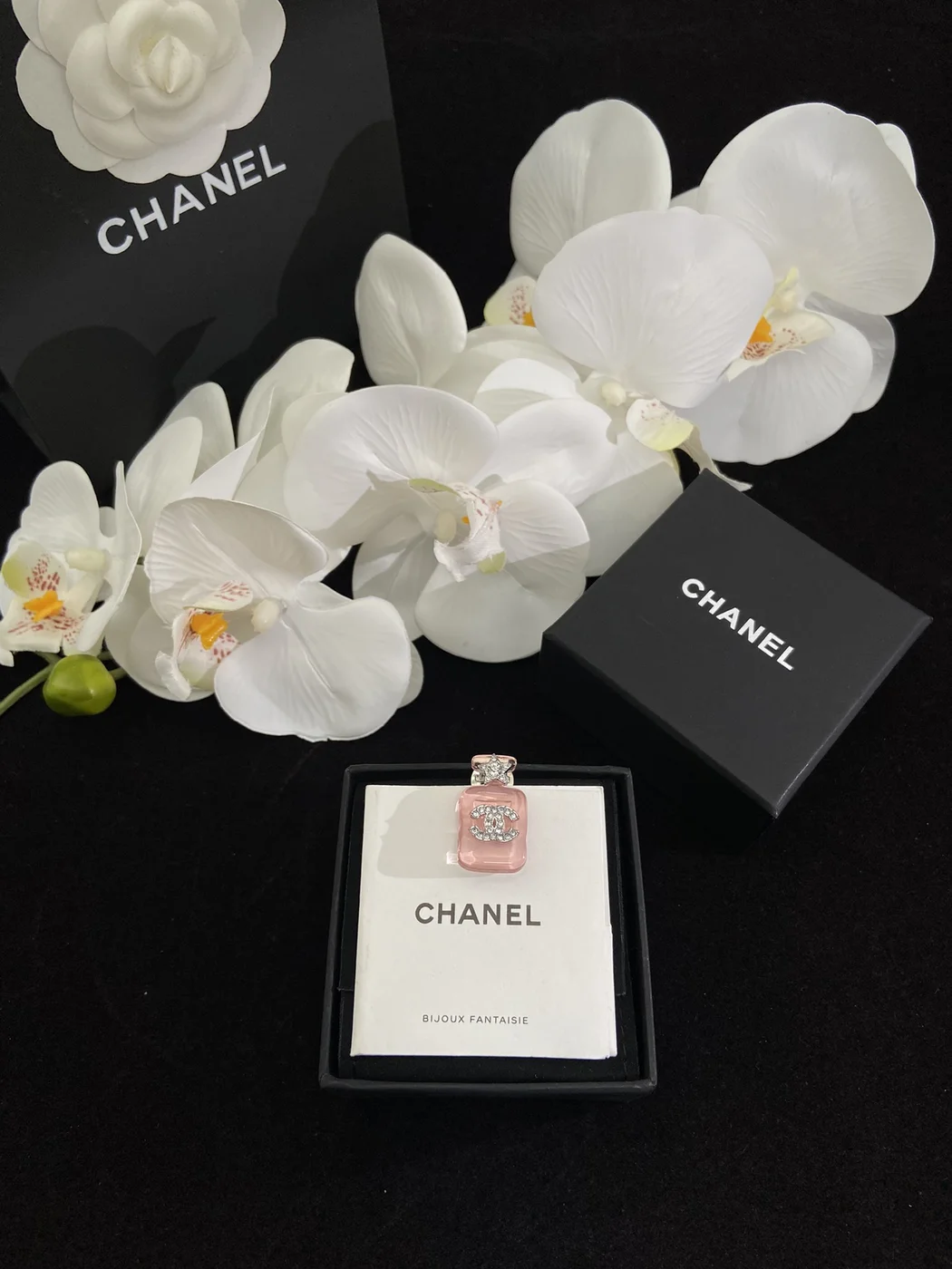 Chanel Perfume Bottle Brooch Pink and Silver-Tone product view 2