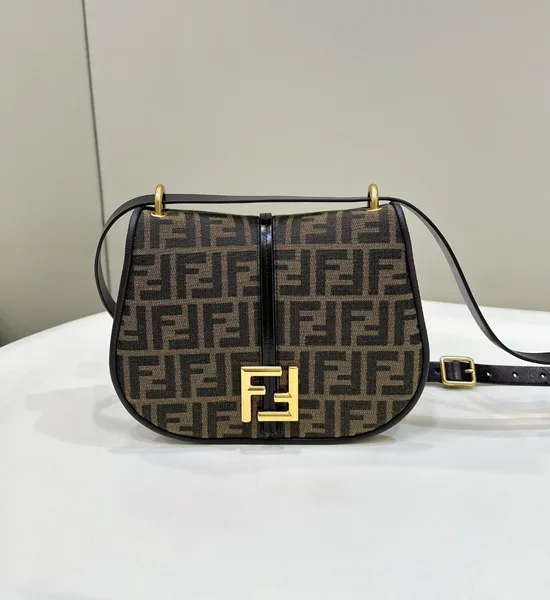 Fendi C’mon Medium Bag in FF Jacquard Fabric and Leather product view 6