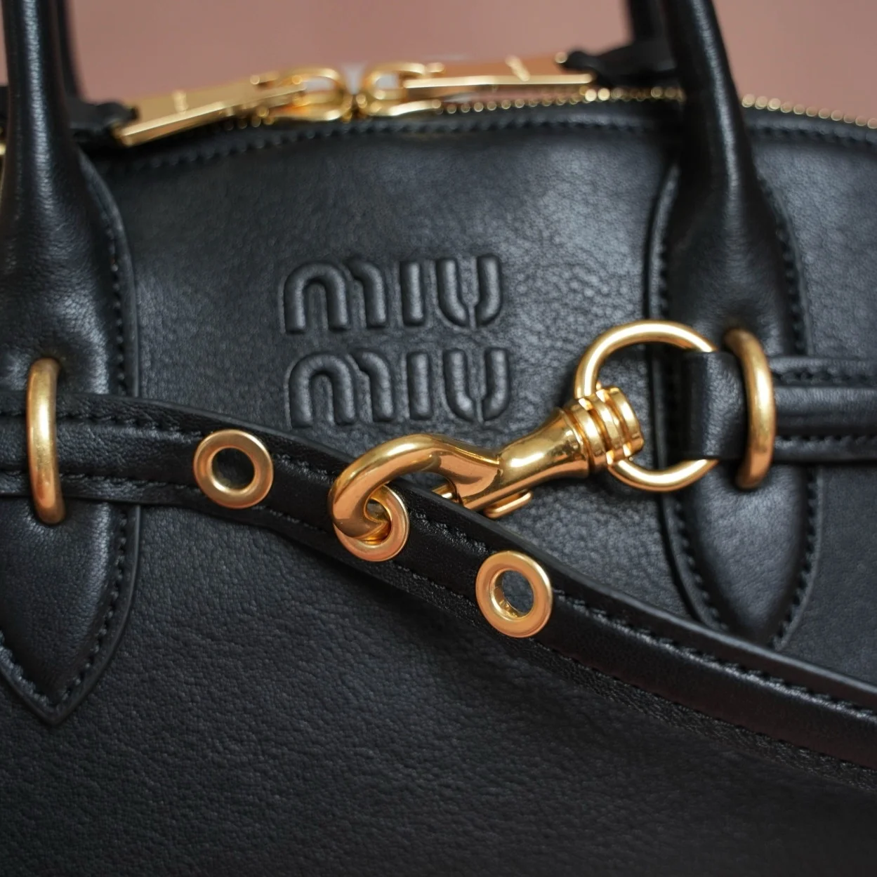 Miu Miu Aventure Medium Top-handle Bag in Black Nappa Leather product view 8