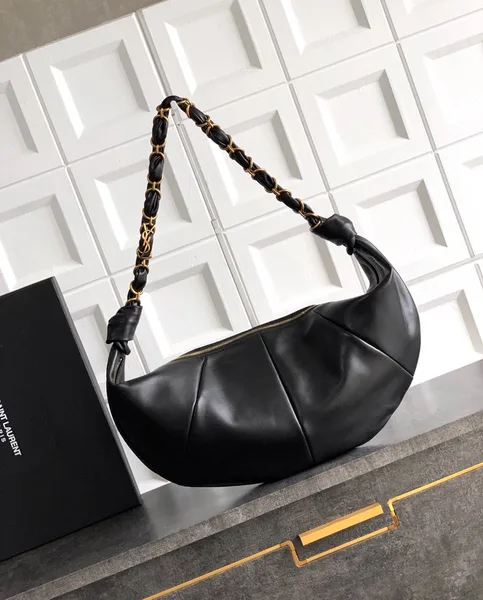 Saint Laurent Amalia Hobo Bag in Black Lambskin product view 2