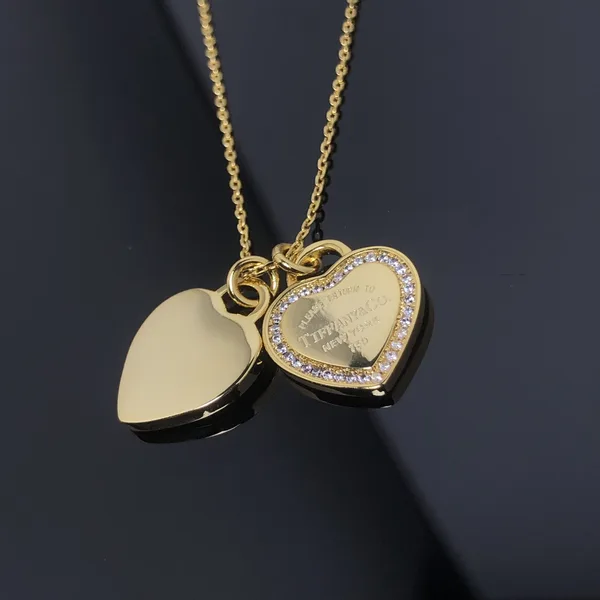 Tiffany & Co. Double Heart Pavé-Effect Necklace Rose-Tone product photo