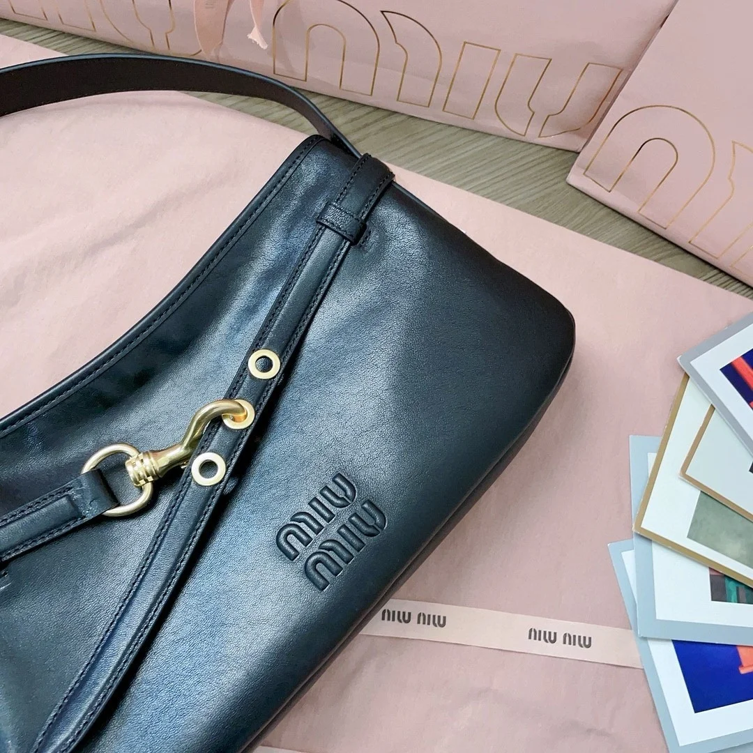Miu Miu Aventure Small Shoulder Bag in Black Nappa Leather product view 8