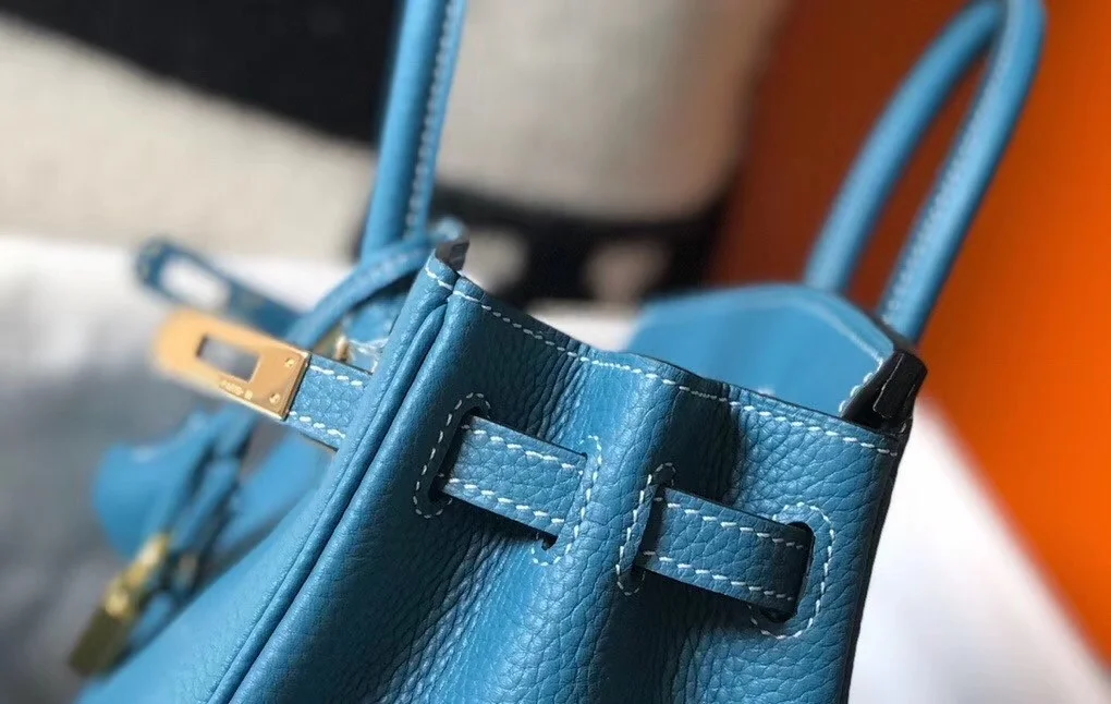 Hermes Birkin 25 Bag In Blue Jean Clemence Leather with GHW product view 8
