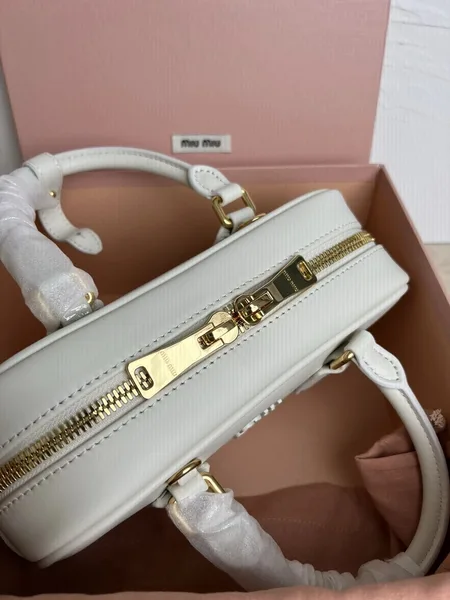 Miu Miu Arcadie Medium Bag in White Leather product view 7