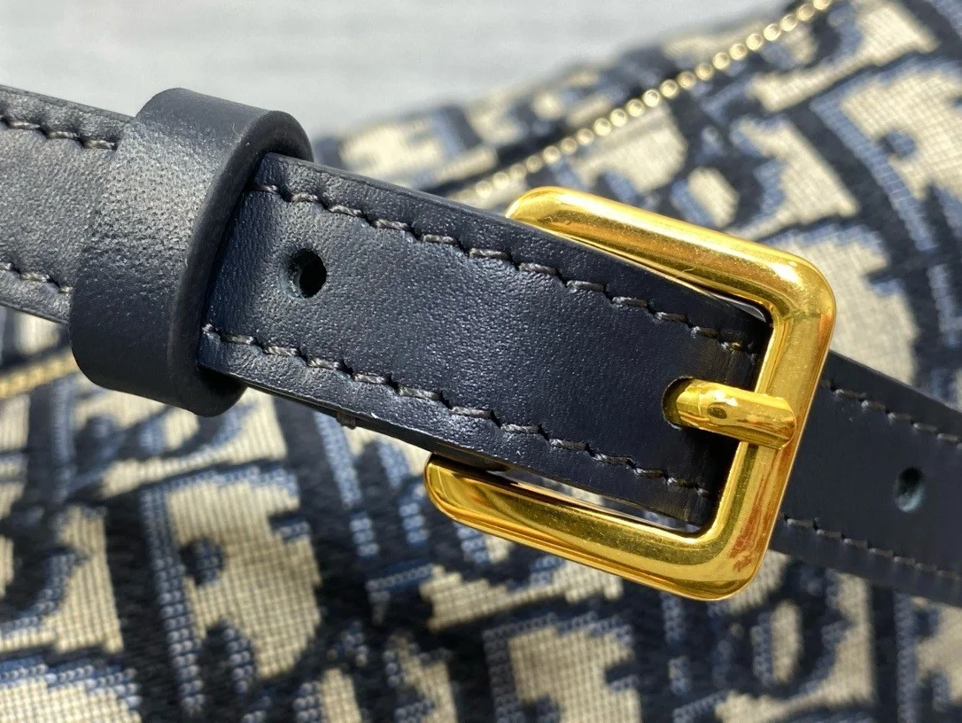 Dior Diorstar Hobo Bag with Chain in Blue Oblique Jacquard product view 5