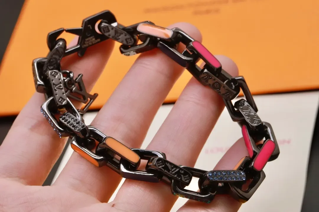 Louis Vuitton Color Enamel Monogram Link Bracelet Black with Multicolor Accents product view 4