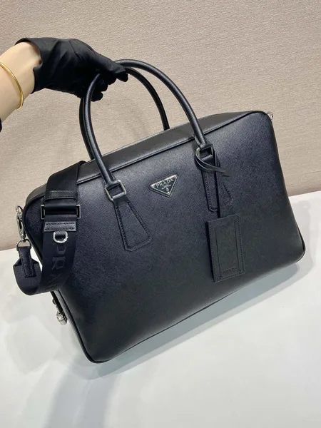 Prada Saffiano Leather Work Bag — Black product view 3
