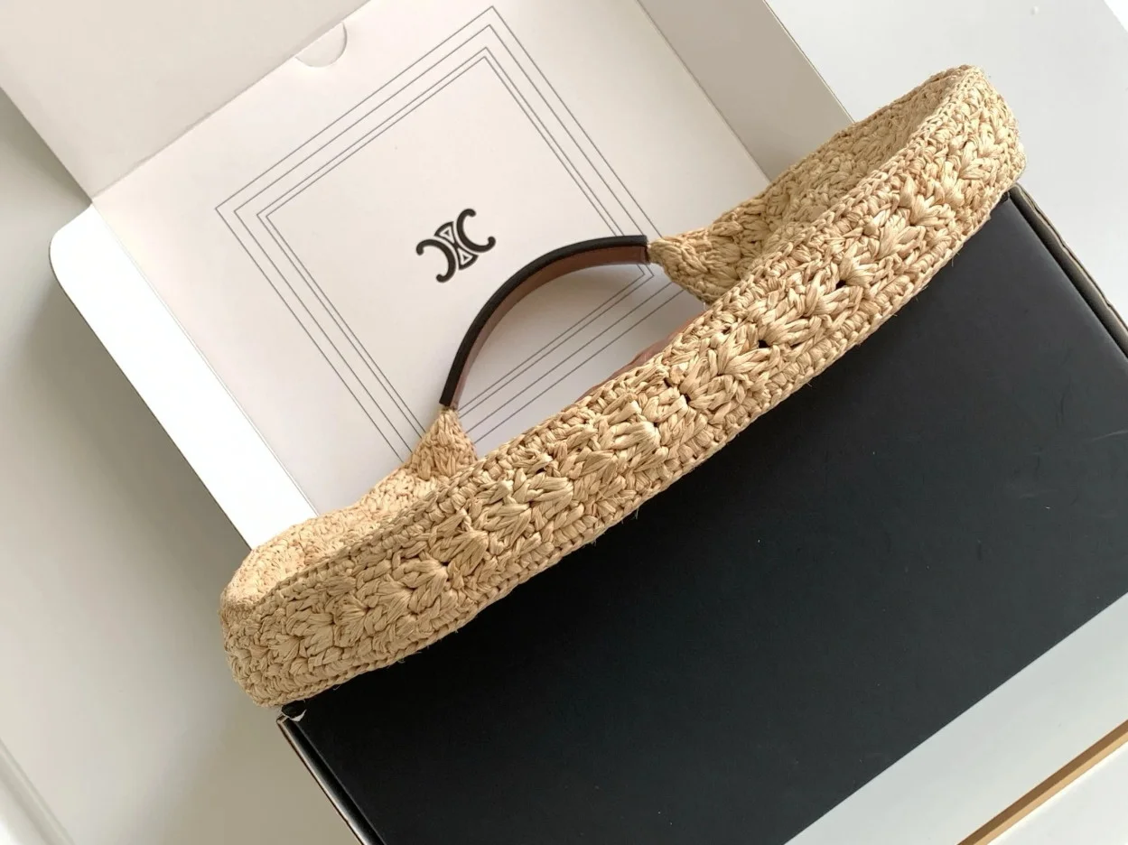 Celine Classic Panier Hobo Bag in Raffia and Leather product view 5