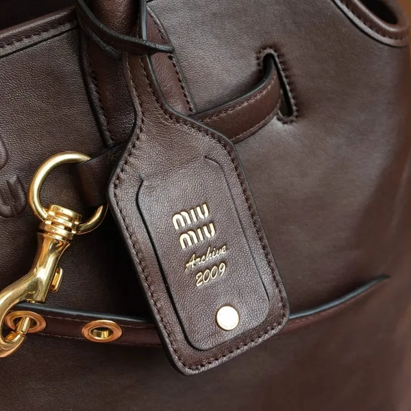 Miu Miu Aventure Large Shopper Bag in Briarwood Nappa Leather product view 11