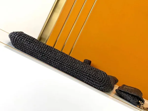 Saint Laurent Icare Maxi Tote Bag in Black Raffia product view 3