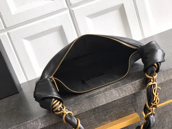 Saint Laurent Amalia Mini Hobo Bag in Black Lambskin product view 7